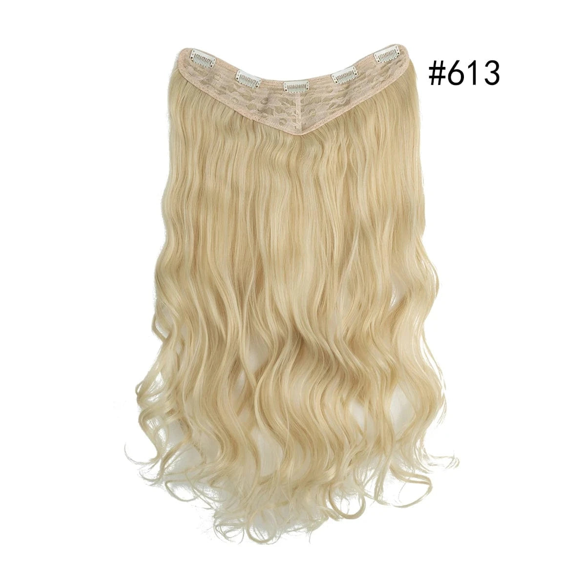 22 Inches / 613# Wholesale 26" One Piece Synthetic Curly Seamless Natural Blonde 5 Clips In Synthetic Hair Extensions Wigs For White Women
