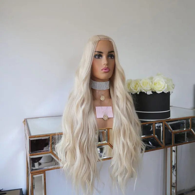 22 Inches / as pic color 180Density Pure Platinum Blonde Human Hair Wigs