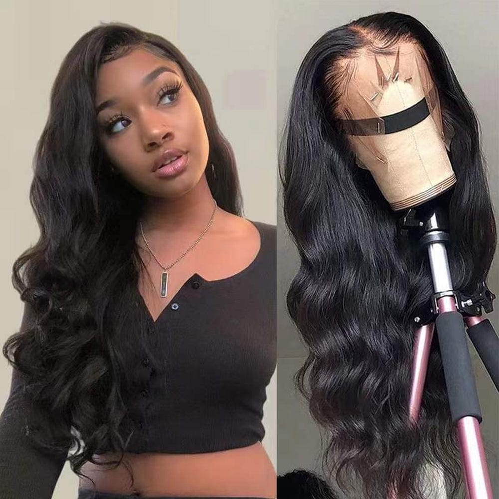22 Inches / black longest 22inch raw 13x6 body wave transparent hd 360 lace frontal brazilian preplucked body short full lace human hair wigs