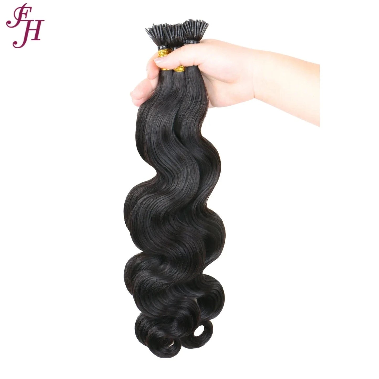 22 Inches / Body wave 150g FH unprocessed raw brazilian hair i tip human hair extension natural black body wave i-tip remy hair extensions