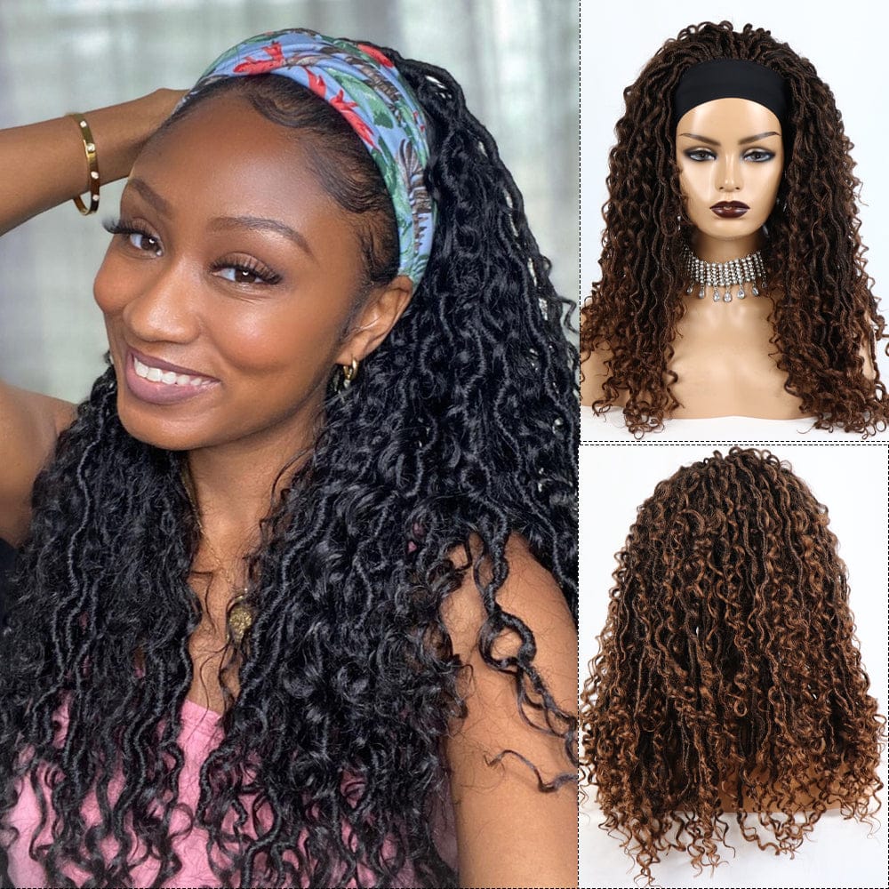 22 Inches / Brown Top Selling New Arrival Ombre Brown Headband Wigs Machine Made Non Lace Headband Wig