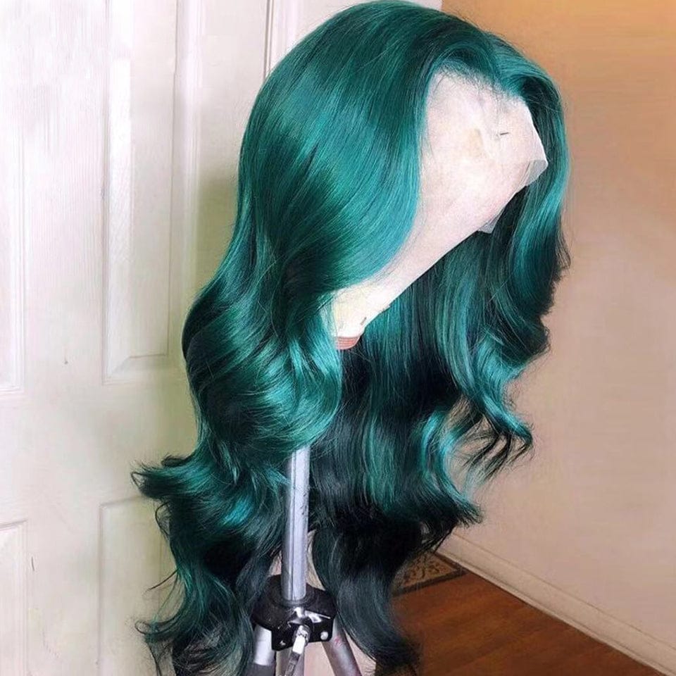 22 Inches / green 30 Inch Dark Green Colored Lace Front Human Hair Wigs For Women Body Wave Lace Front Wig HD Transparent Lace Frontal Wig