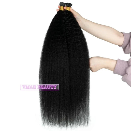 22 Inches / kinky straight VMAE Raw Virgin Cuticle Aligned Pre Bonded Hair 100g I TiP Keratin Curl Kinky Straight Micro Link Human Hair Extension