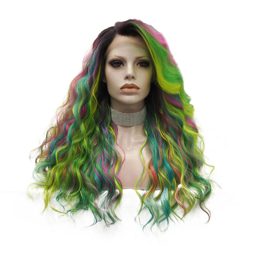 22 Inches / N32-C114-GL Celebrity 22inch  dyed highlights curly Wig Cosplay Premium Synthetic Wigs Futura Heat Resistant Synthetic Hair Wig