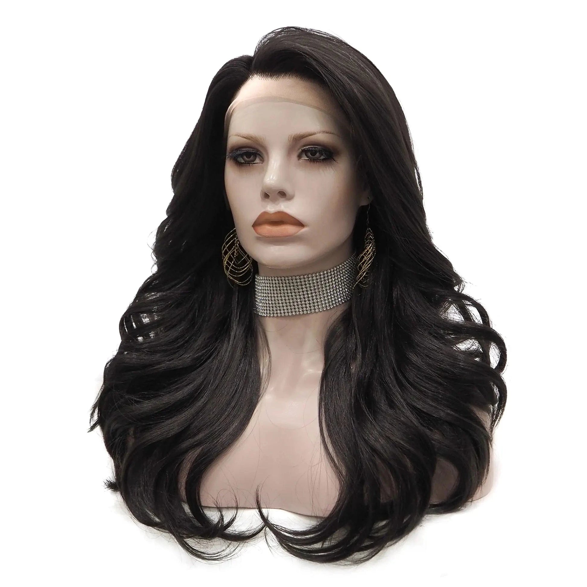 22 Inches / N9-2/6-GL Celebrity 22inch 150% Density Natural Color Wave  pre plucked hairline synthetic lace wigs heat resistant