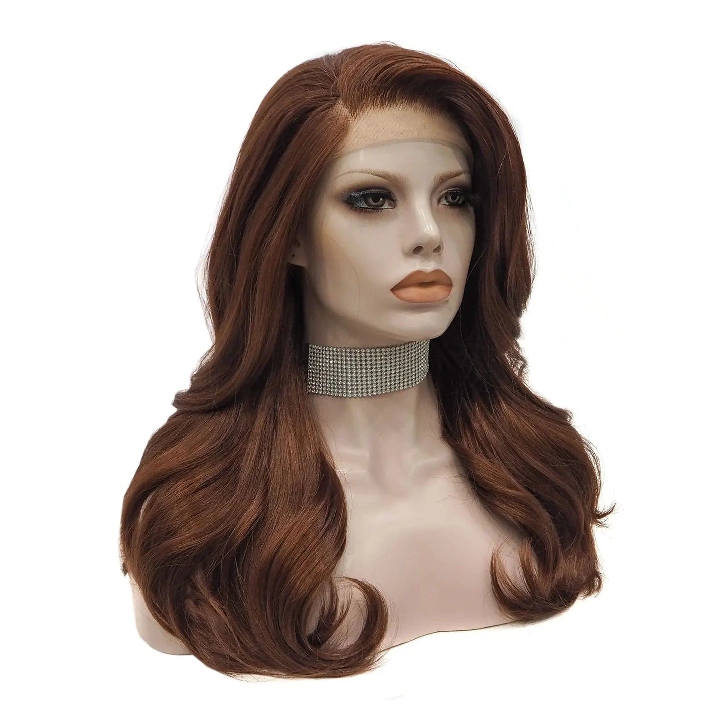 22 Inches / N9-350-GL Celebrity 22inch 150% Density #350 Natural Color Wave  pre plucked hairline synthetic lace wigs heat resistant
