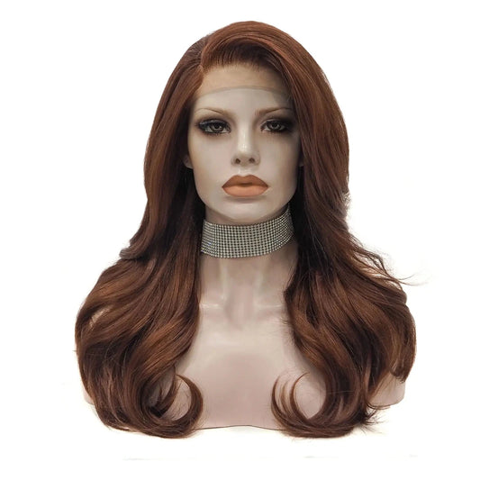22 Inches / N9-350-GL Celebrity 22inch 150% Density #350 Natural Color Wave  pre plucked hairline synthetic lace wigs heat resistant