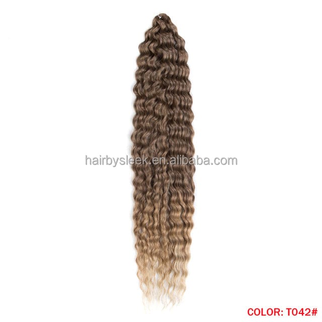 22 Inches / T042 Water Wave Ariel Curl Hair Twist Crochet Hair Synthetic Braid Ombre Blonde Pink 60cm 75cm Deep Wave Braiding Hair Extension