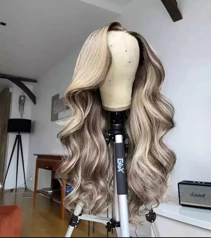 22 Inches / Wig 9 Glueless Quality Wig Cheap Price #4 613 Blonde Highlight Soft Virgin Remy Cuticle Aligned Human Hair Lace Front Wigs For Women