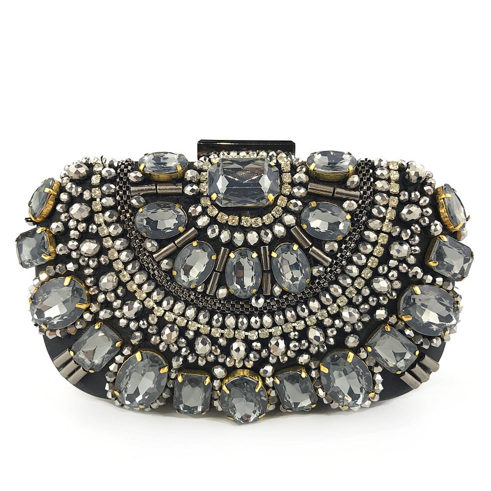 22cm*6cm*13cm / black Wholesale Elegant Rhinestone Diamond Purses Handbag Green Female Ladies Crystal Clutch Bag  Evening Bags For Women