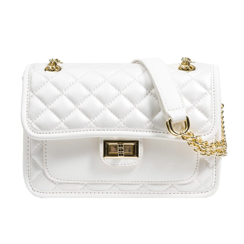22x15.5x7cm / White 2022 New trendy fashion shoulder small square bag rhombic chain cross-body small square bag