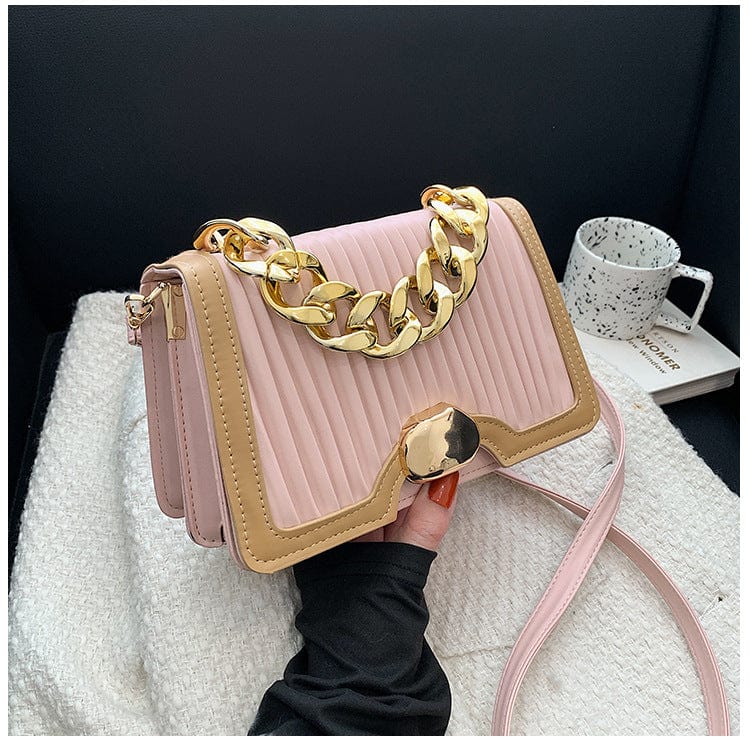 22x15x10cm / pink 2022 Luxury sling handbag lady popular style pu leather new fashion women shoulder bag with chain handle trendy bags