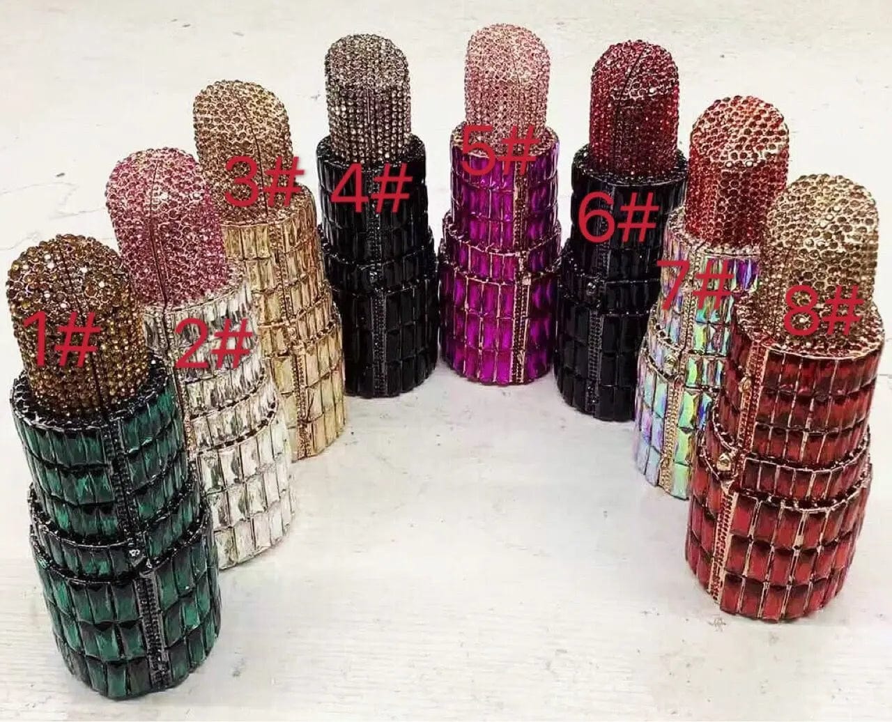 22X8X8CM / 1#Green Wholesale New Arrival Lipstick Rhinestone Bag Crystal Clutch Evening Handbags Luxury Wedding Diamond Clutch Bags Lipstick Purse