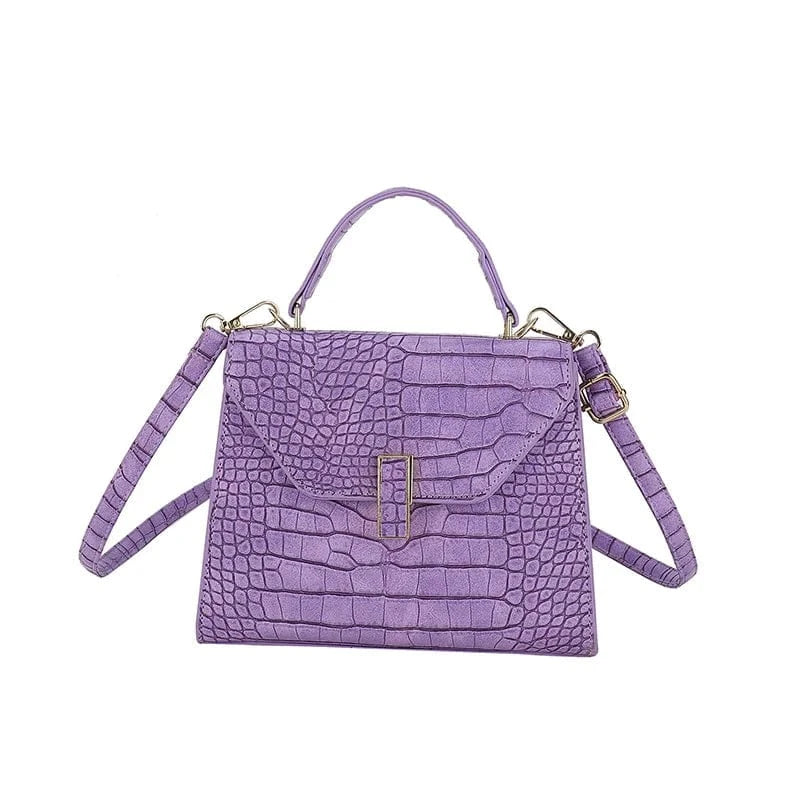 22x9x17cm / 3021 Purple Luxury Bags For Women Crocodile Leather Messenger Bag Large Capacity Female Tote 2023 Brand Designer Office Lady Elegant Handbag