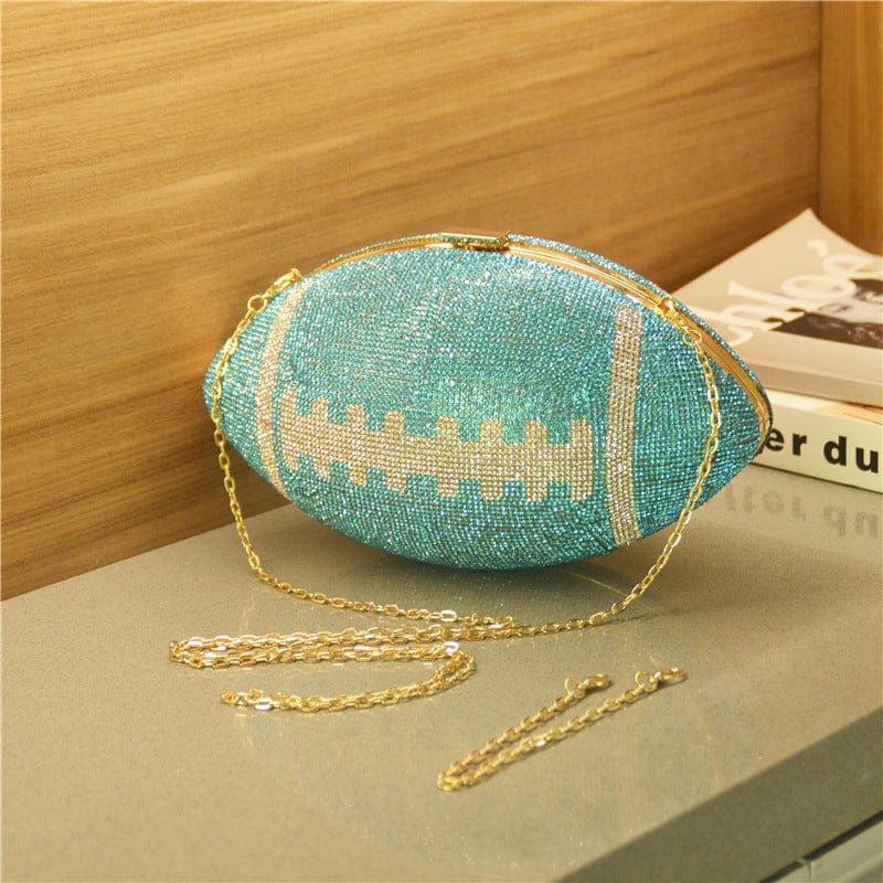 23*13*13CM / Blue Janhe cartera bolsa sac pochette glitter Female Bling Party Basketball Purse bags Shoulder HandBag Rhinestone Football Purse