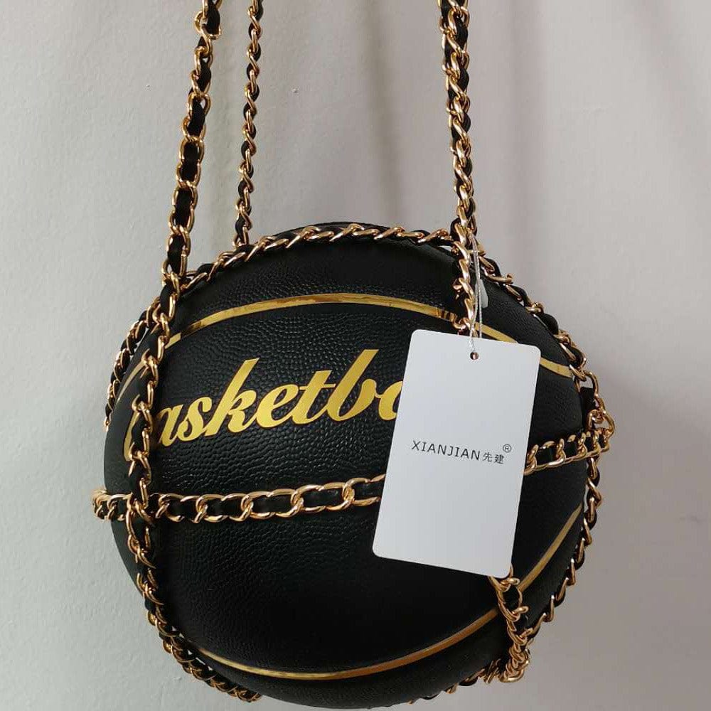 23*16*23cm / Black+Gold Line 2022 Xianjian  Real Factory Unique Basketball Purse Handbag Multicolored Basketball Purse Guangzhou Bags Factory