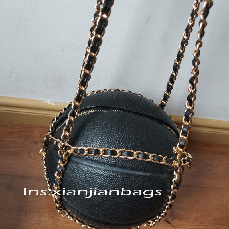 23*16*23cm / solid black chain 2022 Xianjian  Real Factory Unique Basketball Purse Handbag Multicolored Basketball Purse Guangzhou Bags Factory