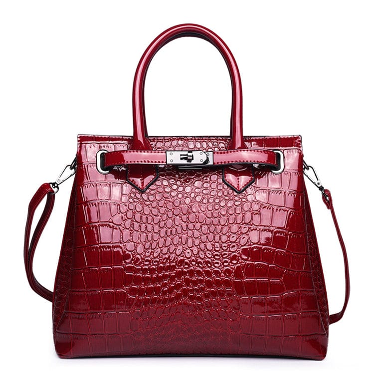 23*20cm / Red wholesale croc embossed leather luxury bags women handbags