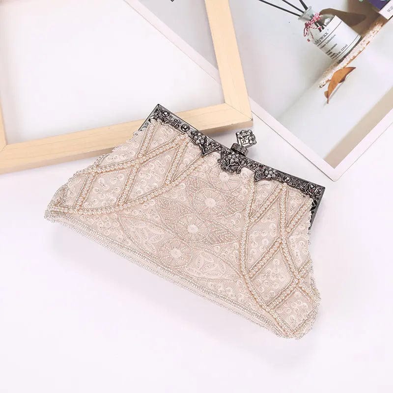 23*8*13.5cm / Pink Manufacturer Spot Metal Handle Pearl Acrylic Diamond Sequins Double-sided Channeling Beads Evening Messenger Clutch Bag  Purse