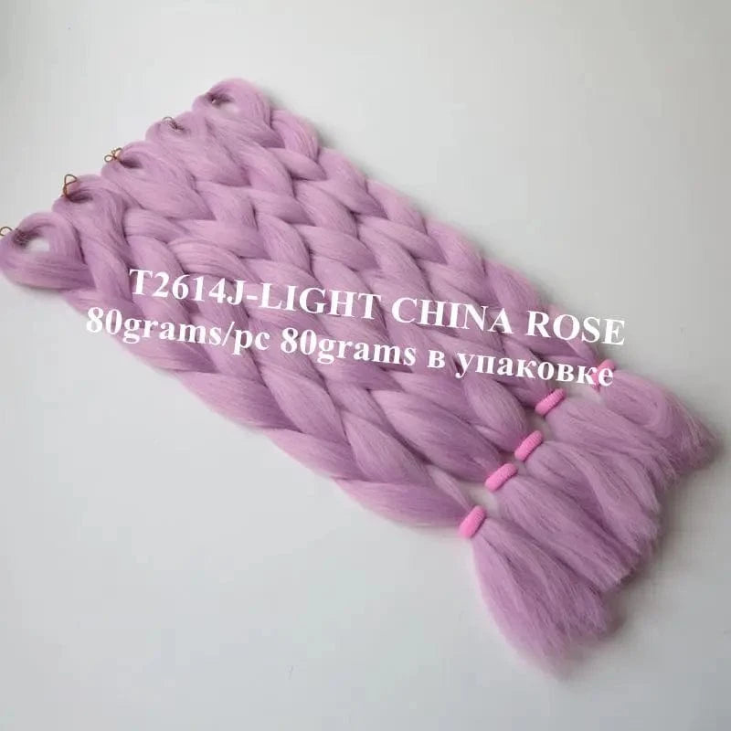 24" 60cm Folded 80grams  Rainbow color(1001-T2356) Bubblegum Pink Blue jumbo braid 100 synthetic braiding hair