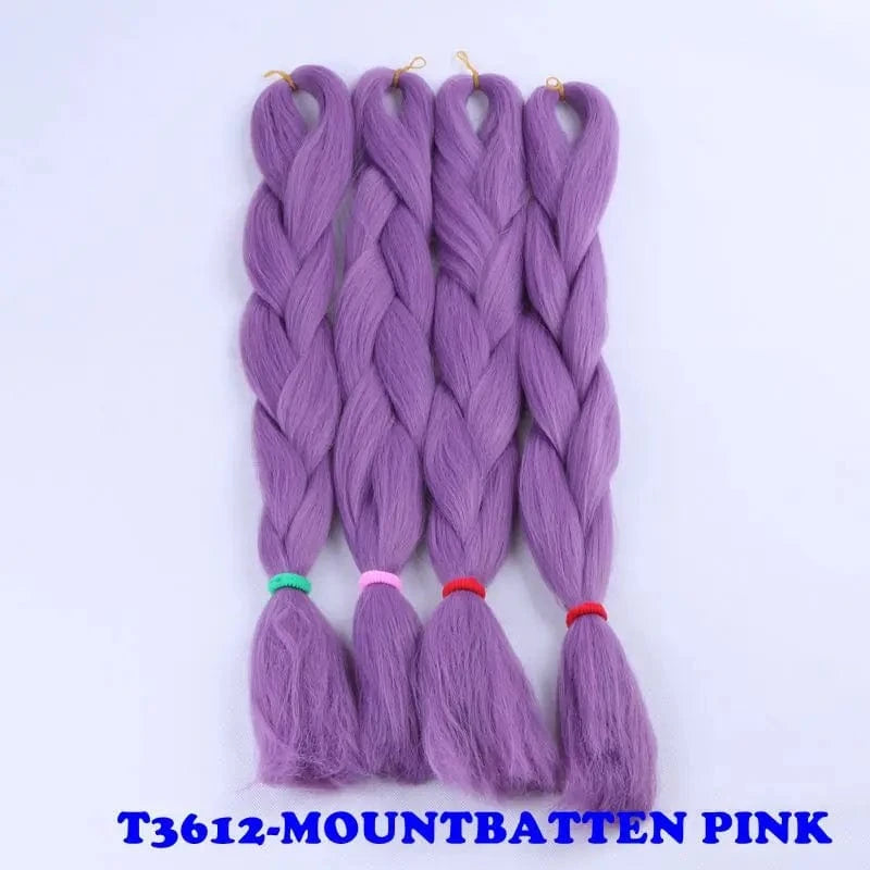 24" 60cm Folded 80grams  Rainbow color(1001-T2356) Bubblegum Pink Blue jumbo braid 100 synthetic braiding hair