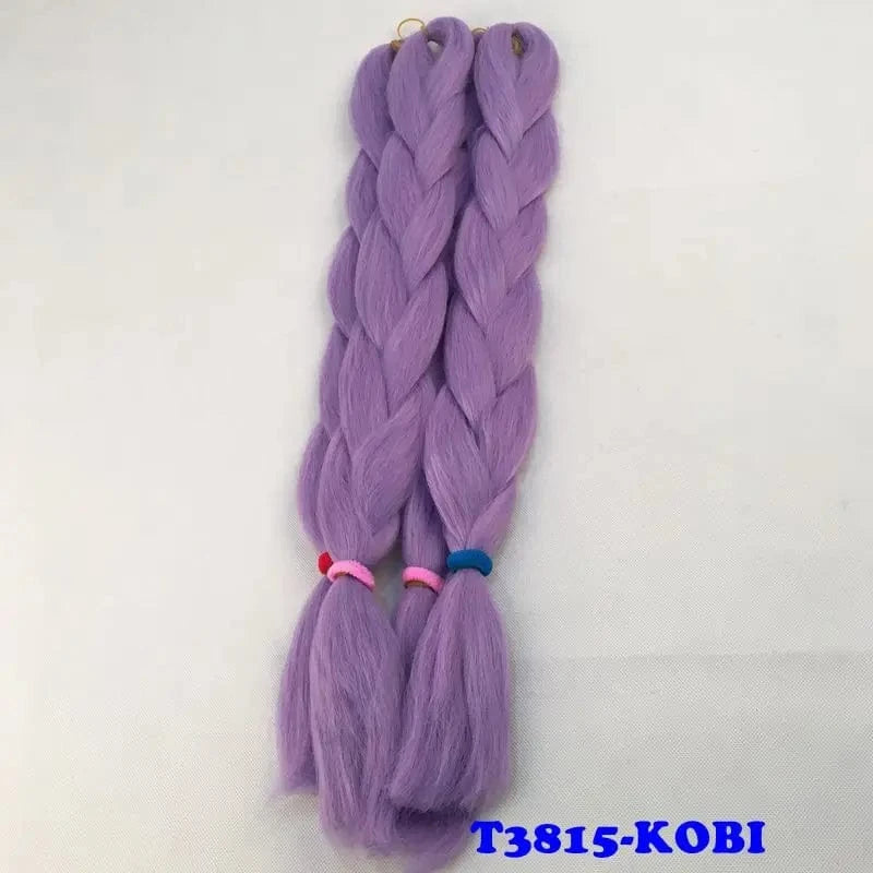 24" 60cm Folded 80grams  Rainbow color(1001-T2356) Bubblegum Pink Blue jumbo braid 100 synthetic braiding hair