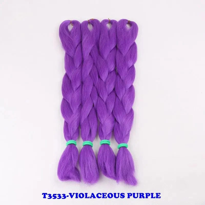 24" 60cm Folded 80grams  Rainbow color(1001-T2356) Bubblegum Pink Blue jumbo braid 100 synthetic braiding hair