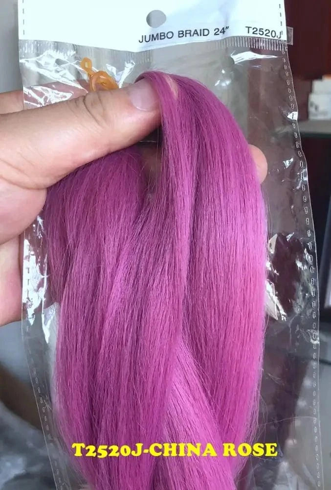 24" 60cm Folded 80grams  Rainbow color(1001-T2356) Bubblegum Pink Blue jumbo braid 100 synthetic braiding hair