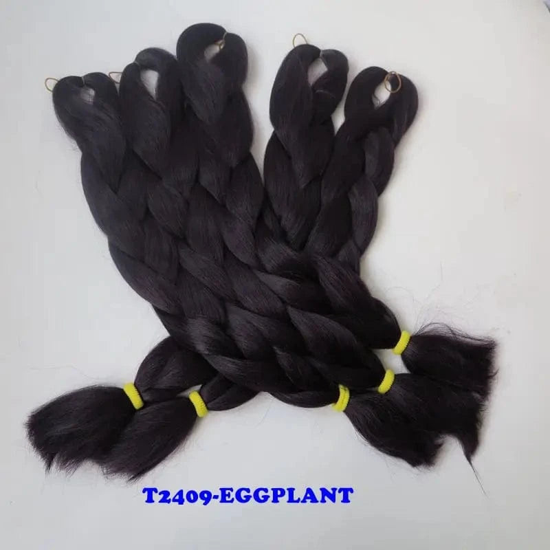 24" 60cm Folded 80grams  Rainbow color(1001-T2356) Bubblegum Pink Blue jumbo braid 100 synthetic braiding hair