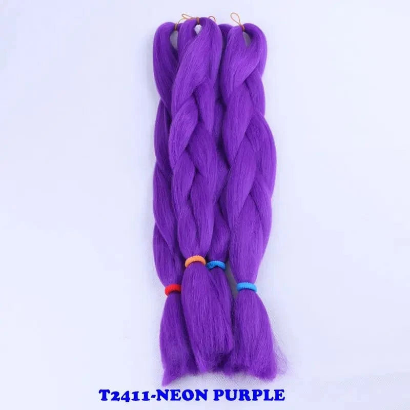 24" 60cm Folded 80grams  Rainbow color(1001-T2356) Bubblegum Pink Blue jumbo braid 100 synthetic braiding hair