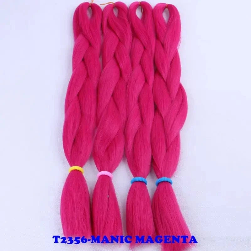24" 60cm Folded 80grams  Rainbow color(1001-T2356) Bubblegum Pink Blue jumbo braid 100 synthetic braiding hair