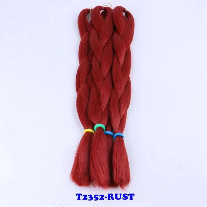 24" 60cm Folded 80grams  Rainbow color(1001-T2356) Bubblegum Pink Blue jumbo braid 100 synthetic braiding hair