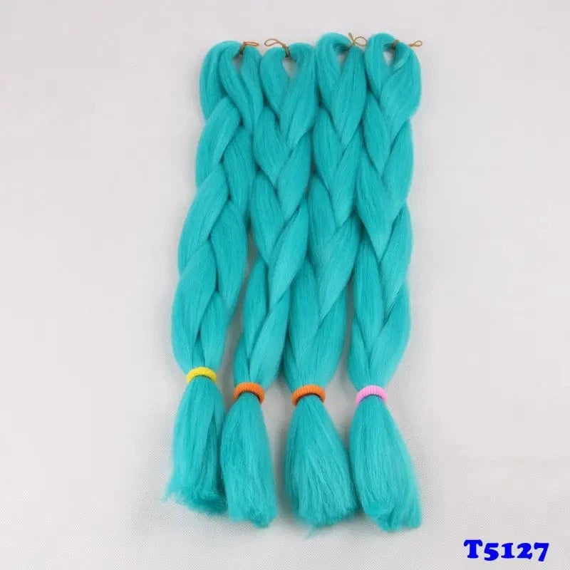 24" 60cm Folded 80grams  Rainbow color(1001-T2356) Bubblegum Pink Blue jumbo braid 100 synthetic braiding hair