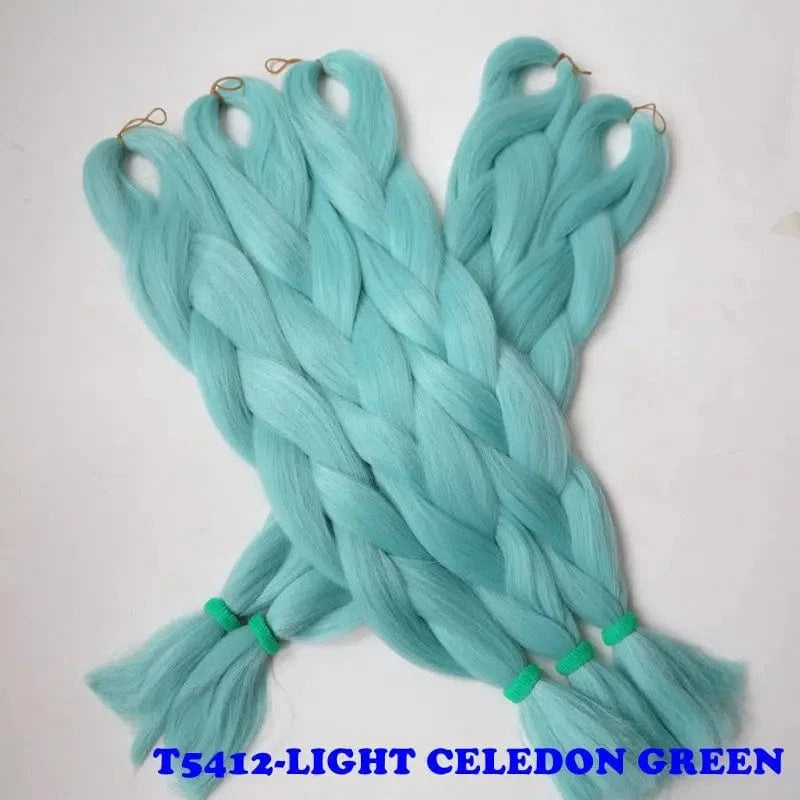 24" 60cm Folded 80grams  Rainbow color(1001-T2356) Bubblegum Pink Blue jumbo braid 100 synthetic braiding hair