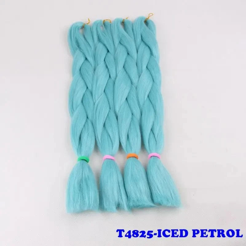 24" 60cm Folded 80grams  Rainbow color(1001-T2356) Bubblegum Pink Blue jumbo braid 100 synthetic braiding hair