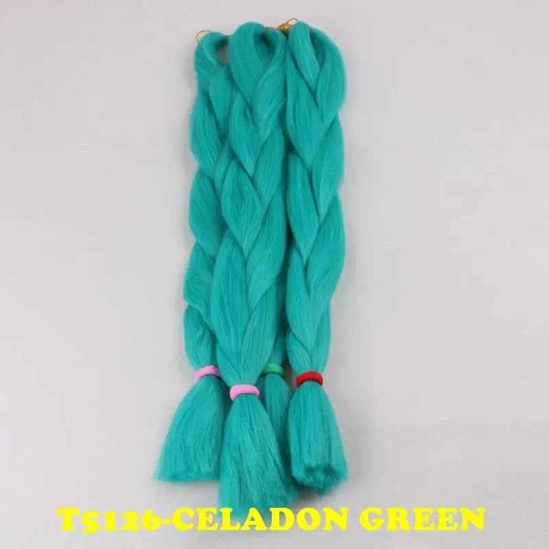 24" 60cm Folded 80grams  Rainbow color(1001-T2356) Bubblegum Pink Blue jumbo braid 100 synthetic braiding hair