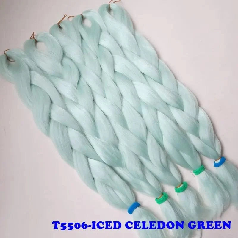 24" 60cm Folded 80grams  Rainbow color(1001-T2356) Bubblegum Pink Blue jumbo braid 100 synthetic braiding hair