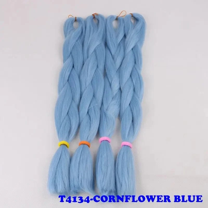 24" 60cm Folded 80grams  Rainbow color(1001-T2356) Bubblegum Pink Blue jumbo braid 100 synthetic braiding hair