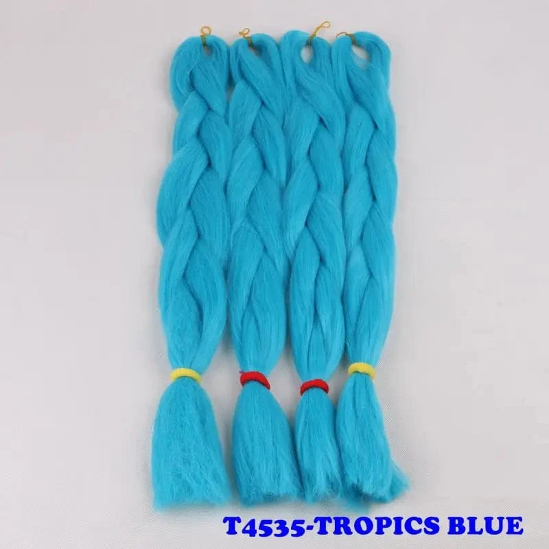 24" 60cm Folded 80grams  Rainbow color(1001-T2356) Bubblegum Pink Blue jumbo braid 100 synthetic braiding hair