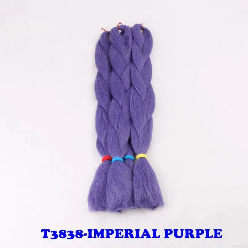 24" 60cm Folded 80grams  Rainbow color(1001-T2356) Bubblegum Pink Blue jumbo braid 100 synthetic braiding hair