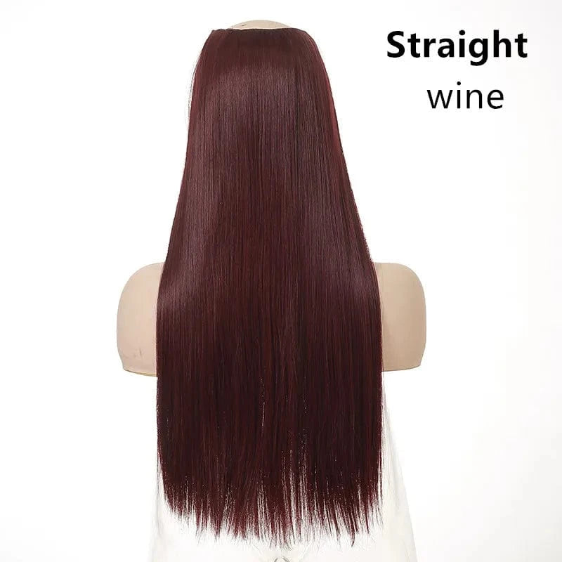 24 Inches / 118# SARLA 24" High Quality Hair Extension Supplies Best Synthetic Fiber Straight Clip In Hair Extensions Cheap U Part Wig For Women