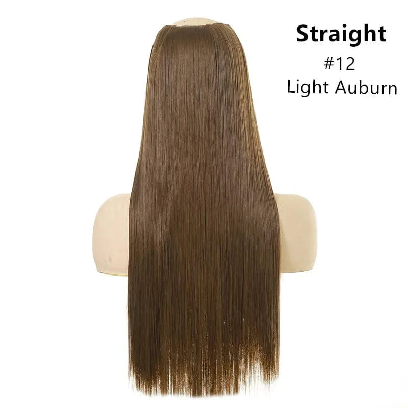 24 Inches / 12# SARLA 24" High Quality Hair Extension Supplies Best Synthetic Fiber Straight Clip In Hair Extensions Cheap U Part Wig For Women