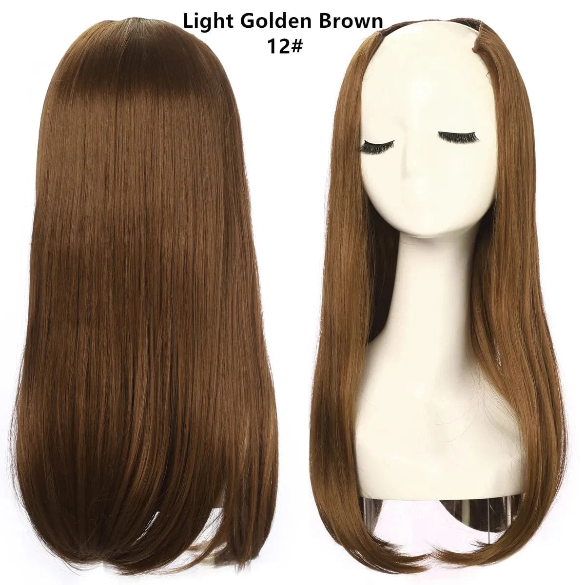 24 Inches / 12# Wholesale 24" Long Straight Best Hair Cheap Synthetic Invisible Clip In Hair Extension Products China U Part Half Wig For Women
