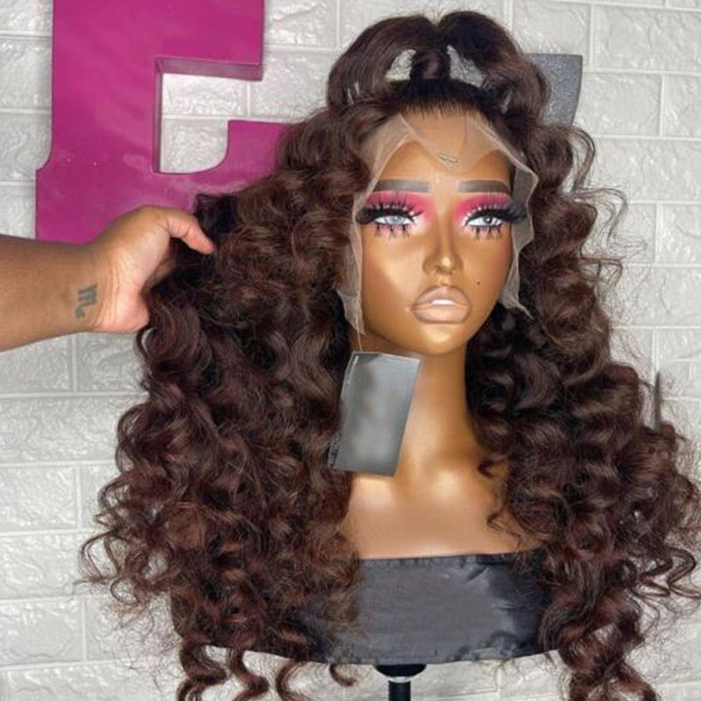24 Inches / 13x4 transparent lace front wig Pre Plucked Raw Virgin Human Hair Wigs 360 Full Lace Frontal Wigs Vendor Brown Color Lace Wigs For Black Women