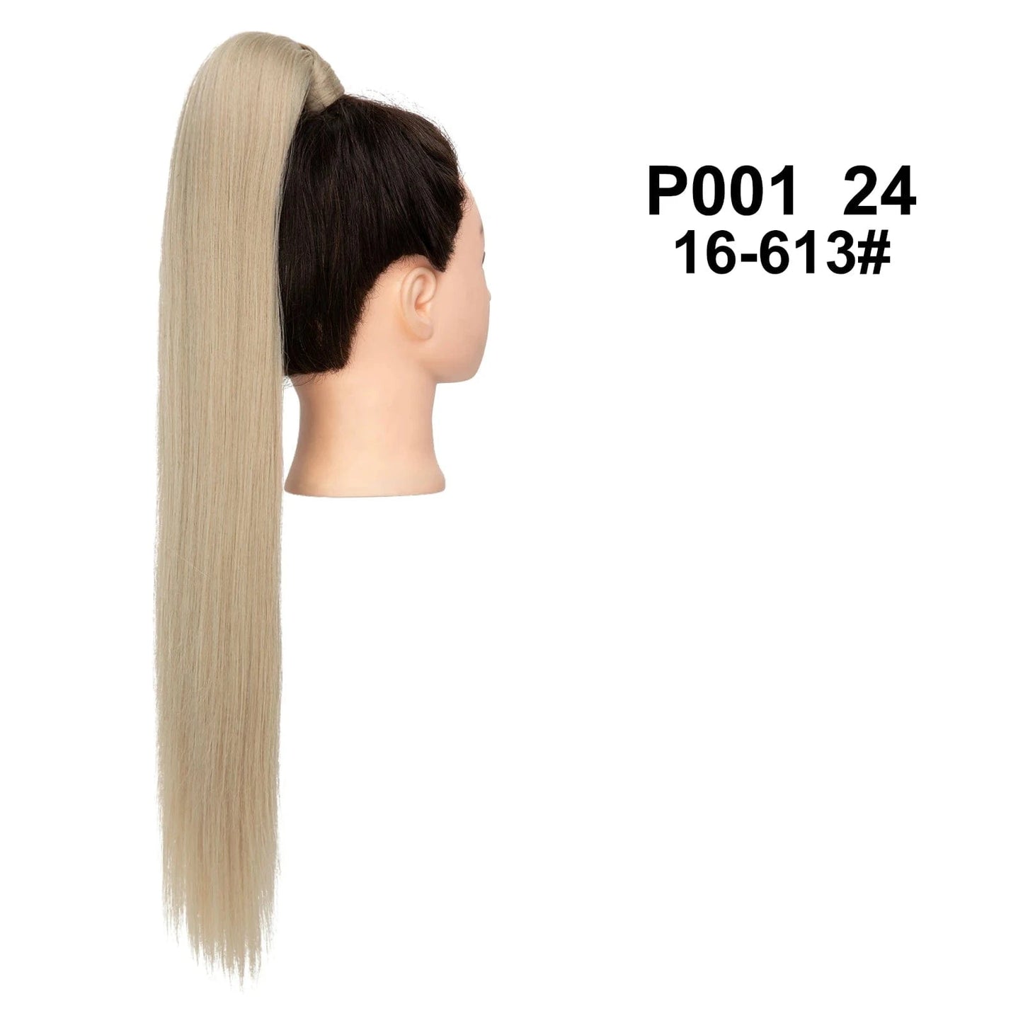 24 Inches / 16/613 Wholesale High Quality 24 Inch Synthetic Fiber Silky Straight Colorful  Wrap Around Hair Ponytail Extension Wig For White Women