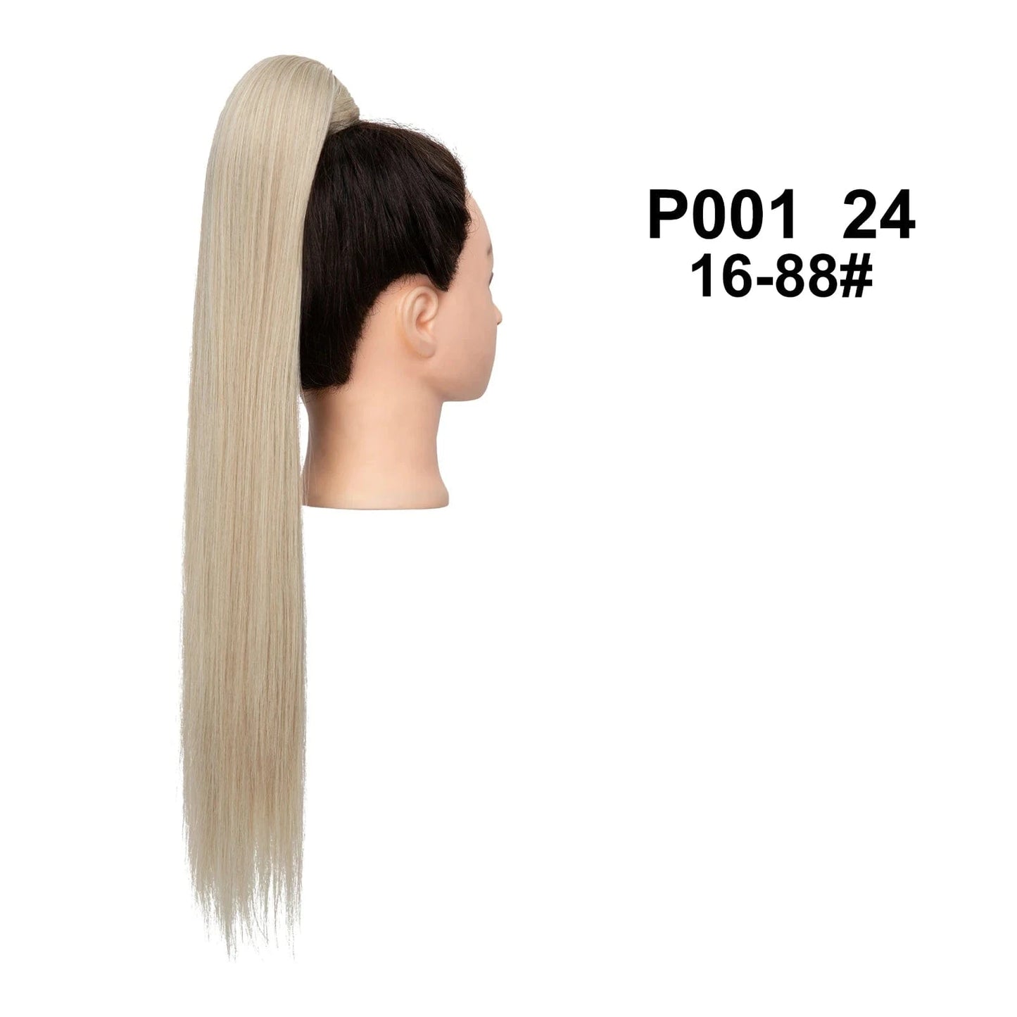 24 Inches / 16/88 Wholesale High Quality 24 Inch Synthetic Fiber Silky Straight Colorful  Wrap Around Hair Ponytail Extension Wig For White Women