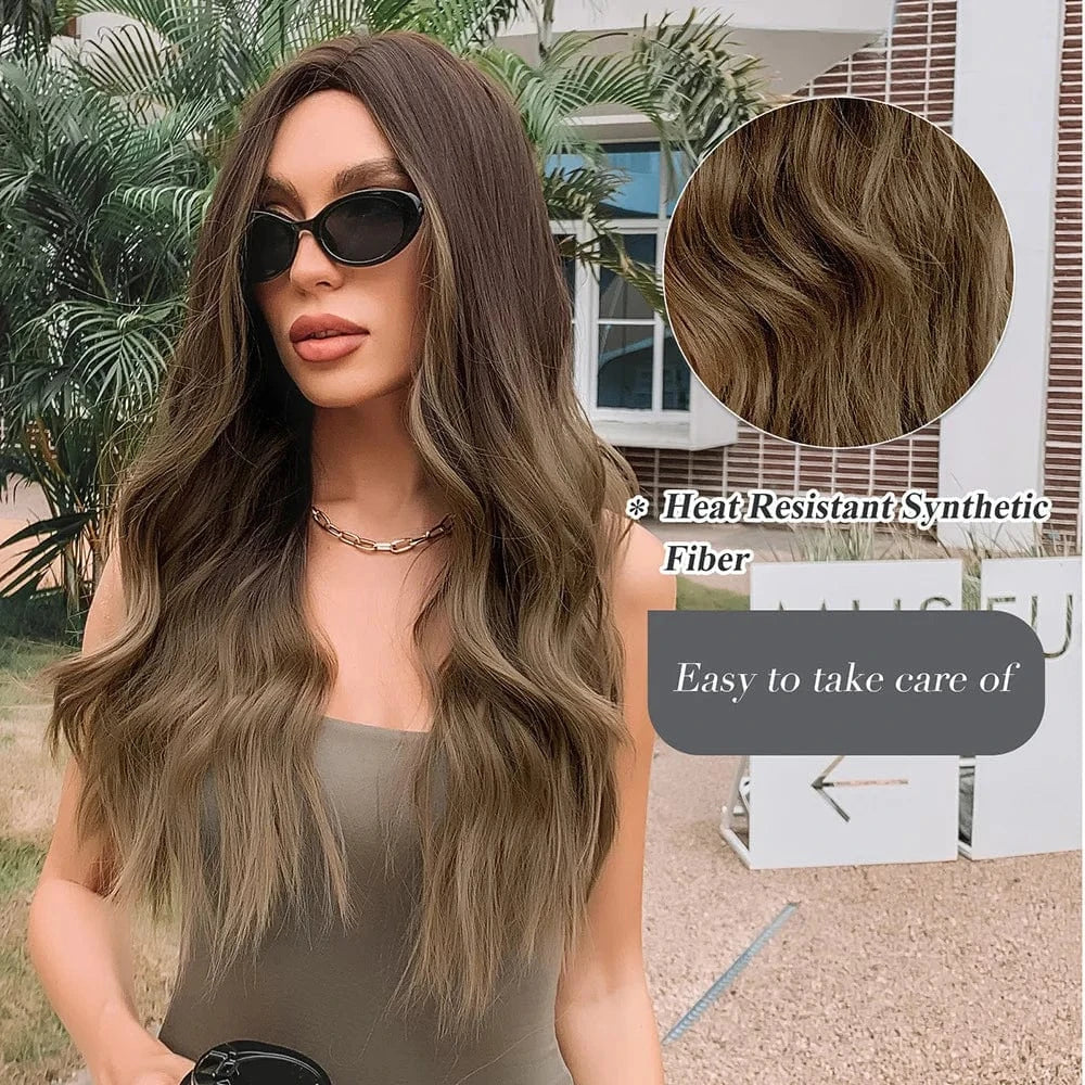 24 Inches / 179-1 Cheap Long Middle Part Wigs Vendor With Lowest Price Natural Wave Pixie Cut Synthetic Hair Wigs With Highlights For Women