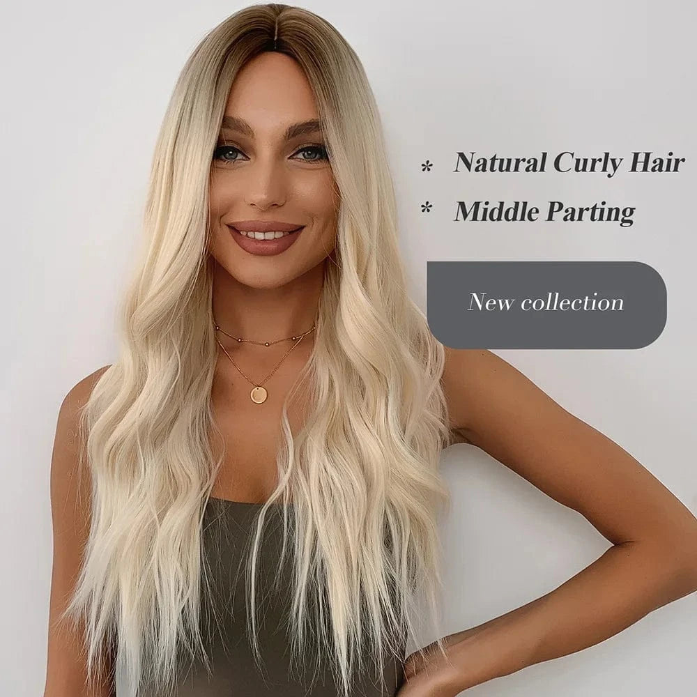 24 Inches / 179-11 Cheap Long Middle Part Wigs Vendor With Lowest Price Natural Wave Pixie Cut Synthetic Hair Wigs With Highlights For Women
