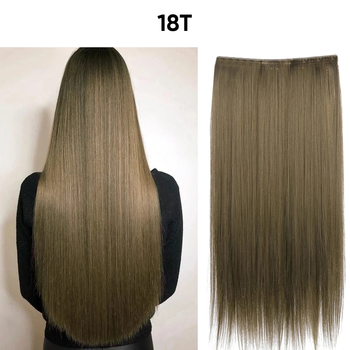 24 Inches / 18T SARLA Wholesale 24" Clip On Hair Extension China Cheap Synthetic Fiber One Piece Ombre Clip Straight Hair Extensions For Girls