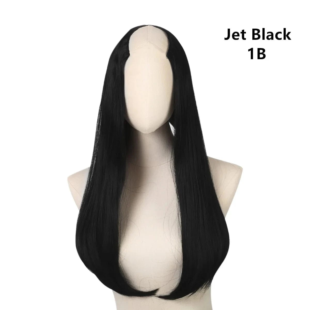 24 Inches / 1B Wholesale 24" Long Straight Best Hair Cheap Synthetic Invisible Clip In Hair Extension Products China U Part Half Wig For Women